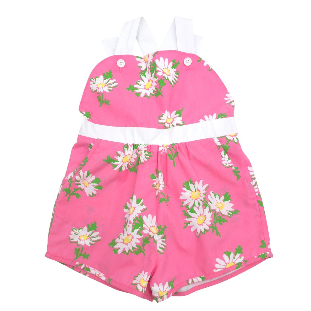 The Beaufort Bonnet Company Girls Pink Daisy Floral Sunsuit Romper Size 5T